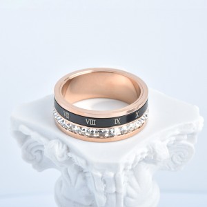 Hot sale rose gold plated Rotatable Titanium wedding Jewelry Women Rings white zircon rings