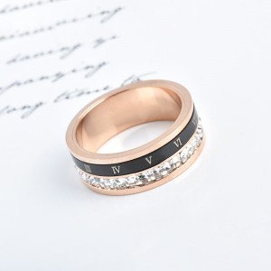 Hot sale rose gold plated Rotatable Titanium wedding Jewelry Women Rings white zircon rings