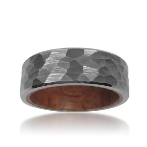 Wholesale New Fashion Custom 6mm 8mm Beat pattern tungsten ring Wood Rings For Men