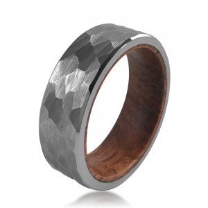 Wholesale New Fashion Custom 6mm 8mm Beat pattern tungsten ring Wood Rings For Men