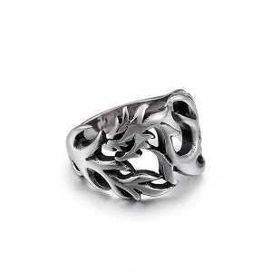 Silver Personalized Dragon-Shaped Hollow Stainless Steel Titanium Ring