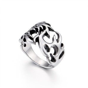 Silver Personalized Dragon-Shaped Hollow Stainless Steel Titanium Ring