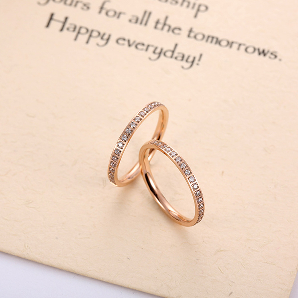 Good quality Tungsten Ring Design - Fashion Titanium Steel Rose Gold Single Circle Diamond Ring Women – Ouyuan