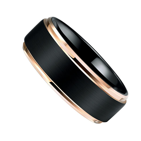 Factory Outlets Gold Dragon Tungsten Ring - New Style Jewelry Matte Brushed Wedding Band Rose Gold Plated Beveled Edge Tungsten Wedding Ring For Men – Ouyuan detail pictures