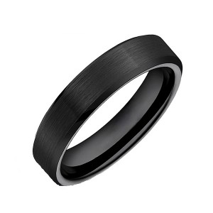 Personlized Products Tungsten Rings Size 6 - Simple Style All Black Brushed Outside and Polished Tungsten Steel Rings – Ouyuan
