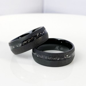 china mens fashion tungsten ring china brushed tungsten ring inlay meteorite black plated