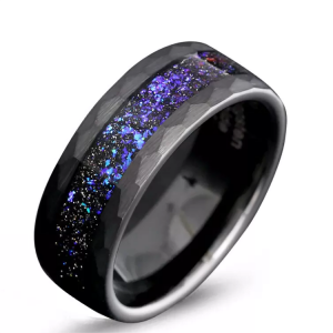 Hot sale comfort fit Jewelry 8mm Black Blue Tungsten Ring Men Women Engagement Wedding Band rings