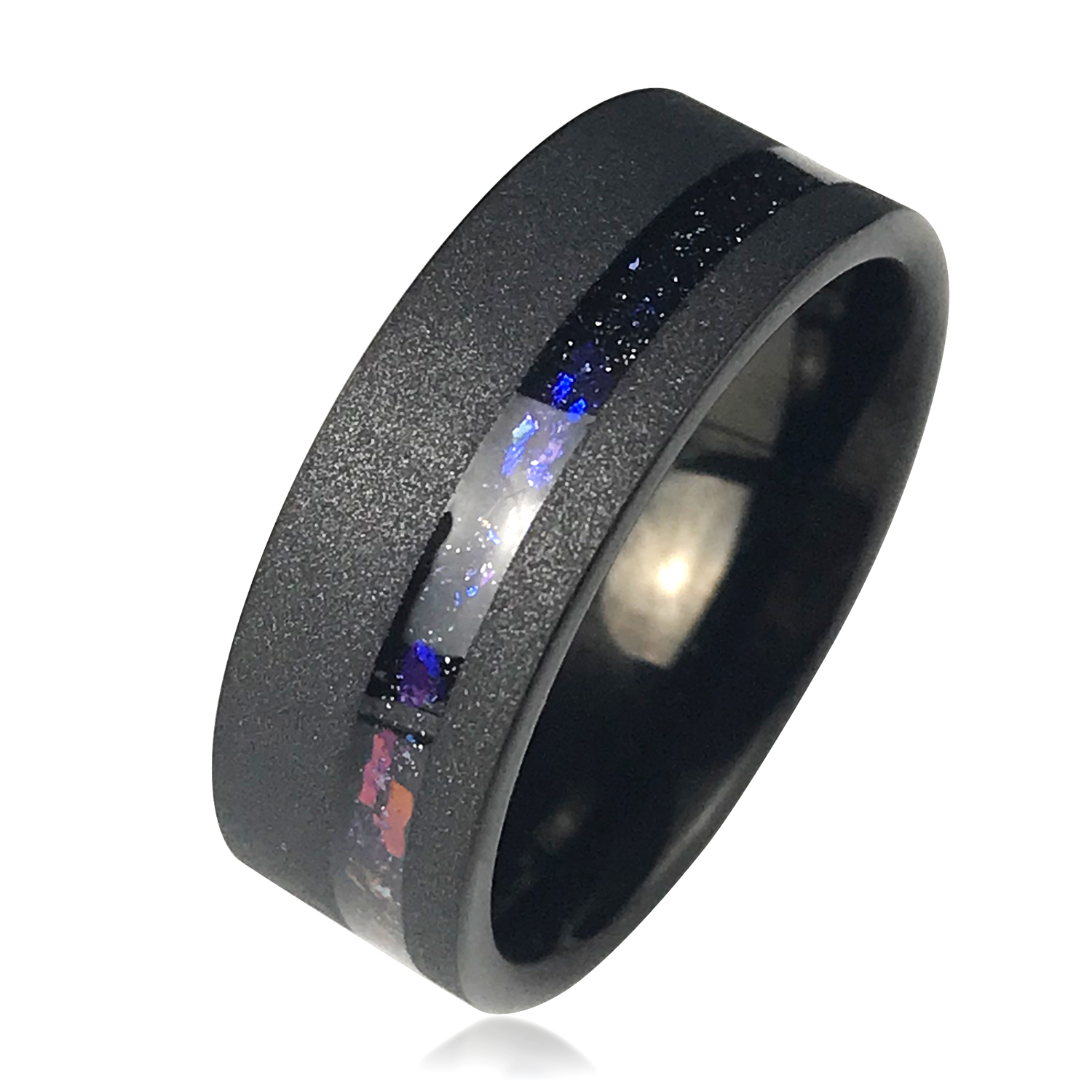 Hot sale comfort fit Jewelry 8mm Black Blue Tungsten Ring Men Women Engagement Wedding Band rings Featured Image