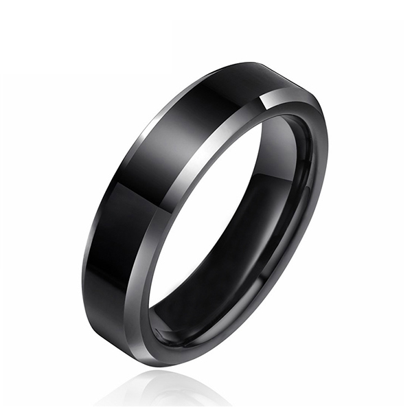 Original Factory Tungsten Dragon Ring - Black High Polished Silver Edge Black Tungsten Ring for Unisex – Ouyuan