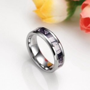 Purple Bamboo Pattern Inlaid Tungsten Ring Men’s