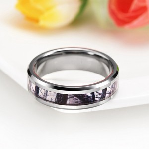 Purple Bamboo Pattern Inlaid Tungsten Ring Men’s