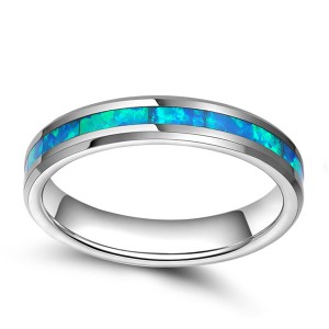 Men’s Tungsten Steel Primary Color Blue Inlaid Tungsten Steel Two-Tone Ring