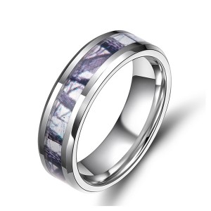 Purple Bamboo Pattern Inlaid Tungsten Ring Men’s