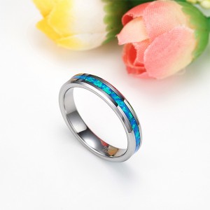 Men’s Tungsten Steel Primary Color Blue Inlaid Tungsten Steel Two-Tone Ring