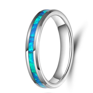 Men’s Tungsten Steel Primary Color Blue Inlaid Tungsten Steel Two-Tone Ring