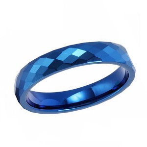 Classic Fashion Blue Faceted Tungsten Steel Tail Ring for Men