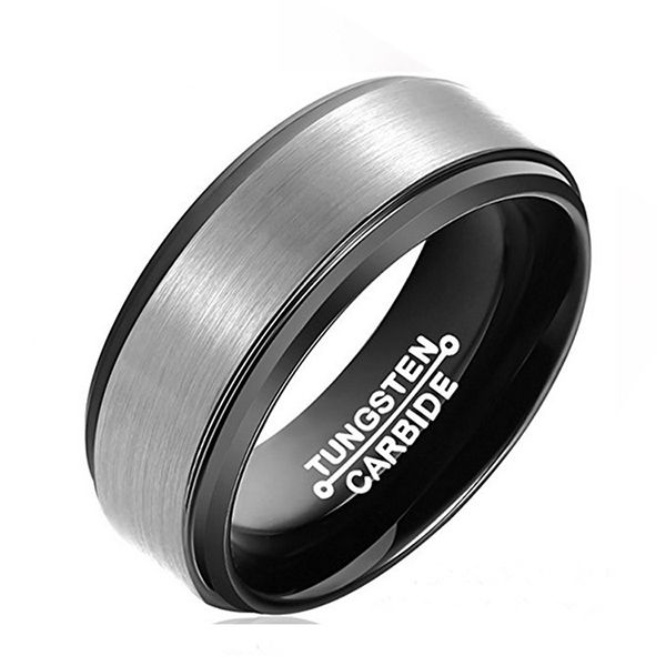 Discount wholesale Dragon Tungsten Ring - Simple Business Brushed Black-Plated Tungsten Steel Men’s Ring – Ouyuan