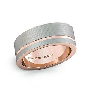 Tungsten Natural Rose Gold Tungsten Steel Brushed Ring for Men