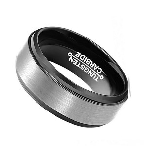 Simple Business Brushed Black-Plated Tungsten Steel Men’s Ring