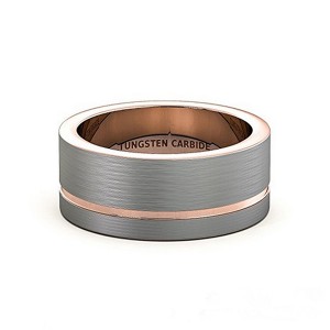 Tungsten Natural Rose Gold Tungsten Steel Brushed Ring for Men