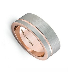 Tungsten Natural Rose Gold Tungsten Steel Brushed Ring for Men