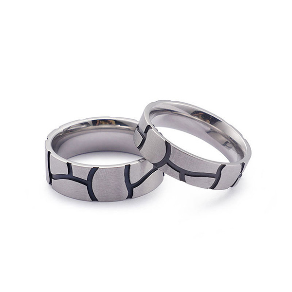 Renewable Design for Tungsten Carbide Ring Conduct Electricity - Surface Drawn Yarn and Black Striped Stainless Steel Ring – Ouyuan