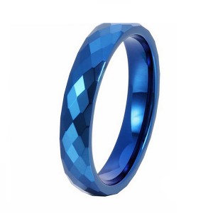 Classic Fashion Blue Faceted Tungsten Steel Tail Ring for Men