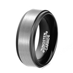 Simple Business Brushed Black-Plated Tungsten Steel Men’s Ring