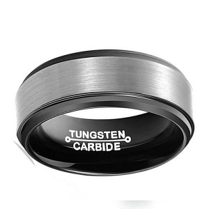 Simple Business Brushed Black-Plated Tungsten Steel Men’s Ring