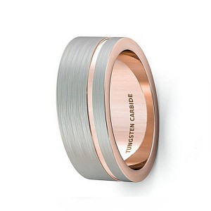 Tungsten Natural Rose Gold Tungsten Steel Brushed Ring for Men