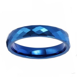 Classic Fashion Blue Faceted Tungsten Steel Tail Ring for Men