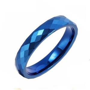 Classic Fashion Blue Faceted Tungsten Steel Tail Ring for Men