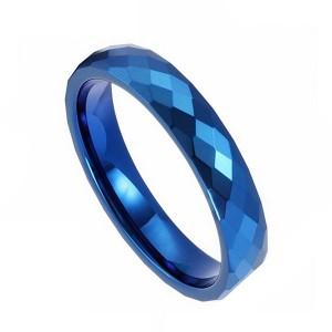 Classic Fashion Blue Faceted Tungsten Steel Tail Ring for Men