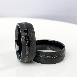 china mens fashion tungsten ring china brushed tungsten ring inlay meteorite black plated