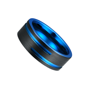 Wholesale jewelry mens 8mm tungsten ring blue tungsten carbide ring black ring box