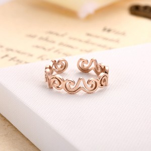 Fashion Lamb Open Ring Titanium Steel Plated 18K Rose Gold Couple Ring