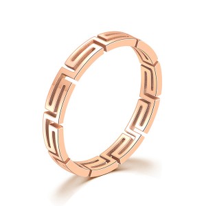 Great Wall Pattern Ring Titanium Steel Rose Gold Ring for Women Girls