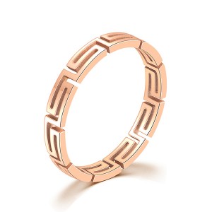 Hot Sale for Tungsten Carbide Rings Red - Great Wall Pattern Ring Titanium Steel Rose Gold Ring for Women Girls – Ouyuan