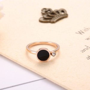 Korean Version of Black Shell Smooth Ring Couple Ring Titanium Steel Rose Gold