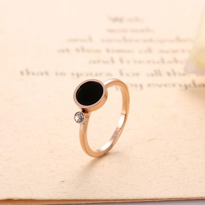 Korean Version of Black Shell Smooth Ring Couple Ring Titanium Steel Rose Gold