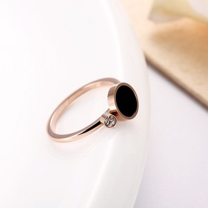 Korean Version of Black Shell Smooth Ring Couple Ring Titanium Steel Rose Gold
