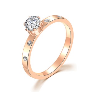 Korean Version of the Big Diamond Ring Rose Gold Titanium Steel Rings