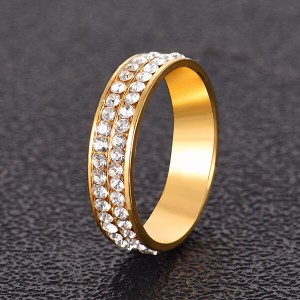 Bright Design Double Row Zircon Stainless Steel Ring for Men