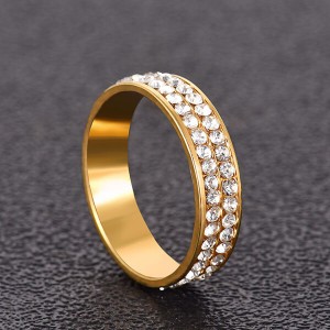 Bright Design Double Row Zircon Stainless Steel Ring for Men