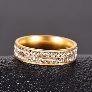 Bright Design Double Row Zircon Stainless Steel Ring for Men