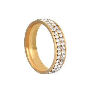 Bright Design Double Row Zircon Stainless Steel Ring for Men