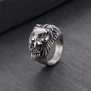 Trendy Retro Hip Hop Punk Style Lion Men’s Fashion Stainless Steel Ring