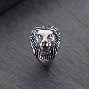 Trendy Retro Hip Hop Punk Style Lion Men’s Fashion Stainless Steel Ring