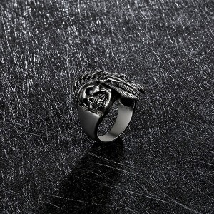 Mens Fashion Jewelry Rings 316L Stainless Steel Exaggerated Skull Ring for Men