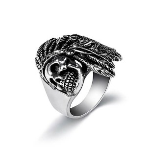 Mens Fashion Jewelry Rings 316L Stainless Steel Exaggerated Skull Ring for Men